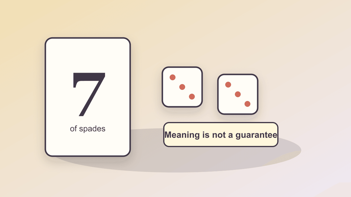 lucky number 7 meaning limit shown with dice and seven playing card