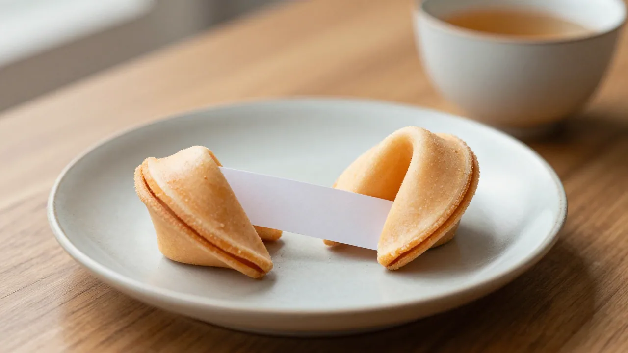 opened fortune cookie with a blank slip for fortune-cookie number context