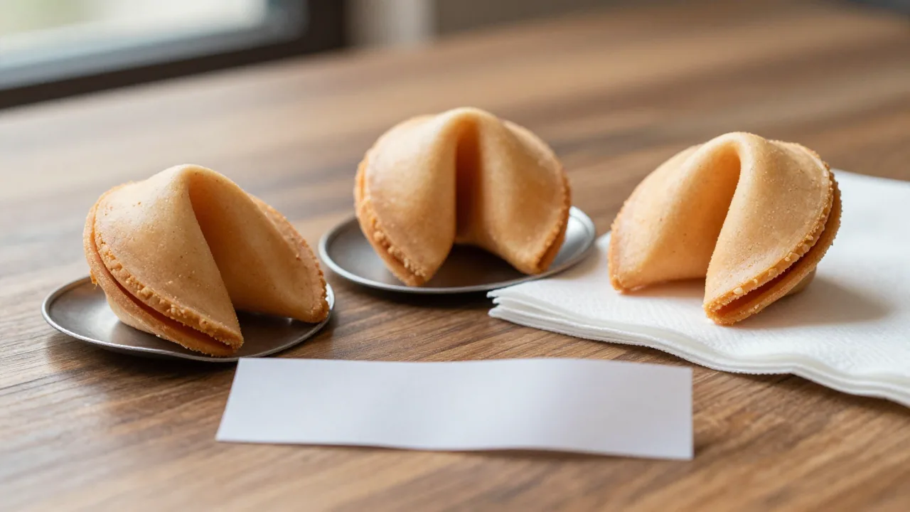 several fortune cookies with blank slips for number-set variation