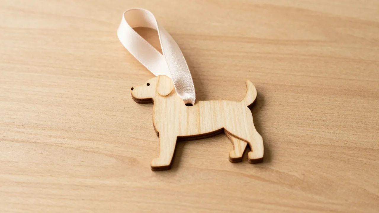 A wooden dog ornament presents the animal as decoration